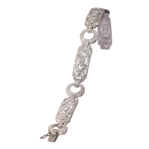 Art Deco Diamond Bracelet, Circa 1920  Platinum Geometry with 6.00ct Sparkle